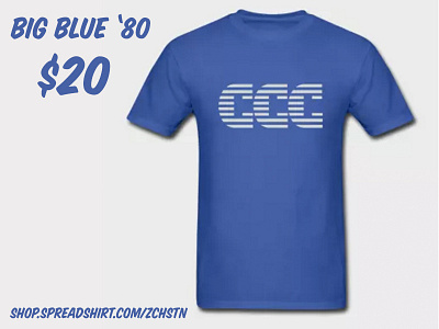 Big Blue '80 from ZCHSTN graphic tee parody shirts