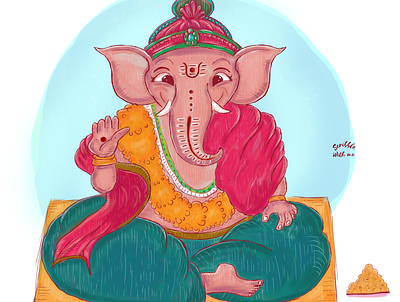 Lord Ganesha Illustration background art book illustration childrensbookillustration comic illustration concept art digital art goddess illustration hinduillustration illustration