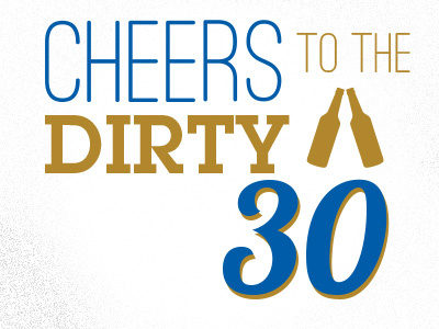 signage 30 beer birthday blue and gold invite text typography