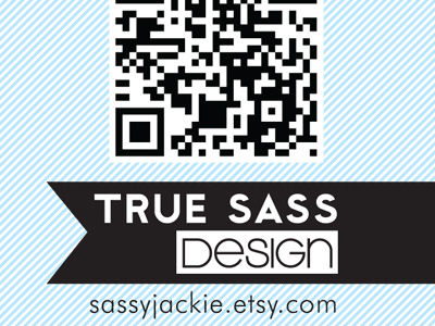 biz card for tshirt designs blue etsy qr code ribbon stripe