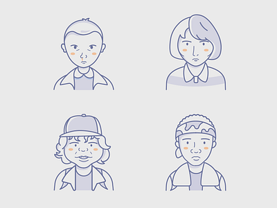 Stranger Things Avatars avatars character icon icons illustration kids stranger tv vector