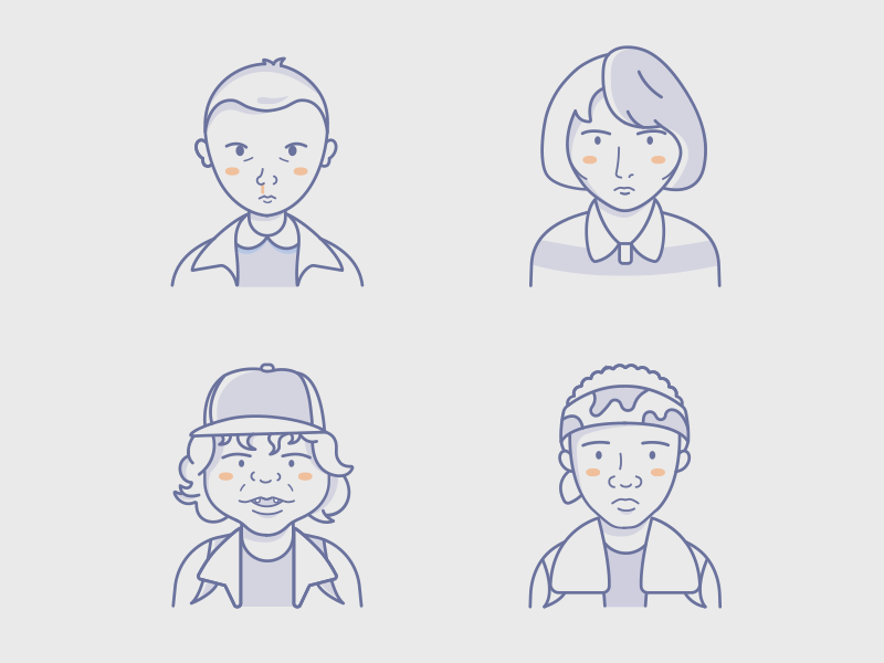 Stranger Things Avatars icon kids character stranger tv vector illustration icons avatars