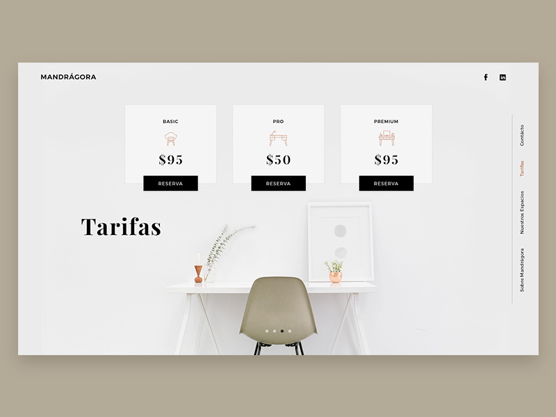 Mandrágora Coworking Pricing icons header ux design clean white pricing web landing desk ui