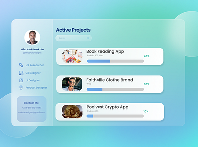 Glassmorphism Active Projects glassmorphism graphics design ui