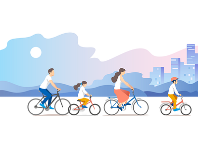 Bicycle Sunday Morning With Family animation graphic design illustration ui