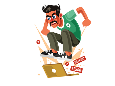 Man Angry No Connection Internet animation graphic design illustration ui