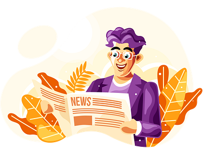 Reading a newspaper animation graphic design illustration ui