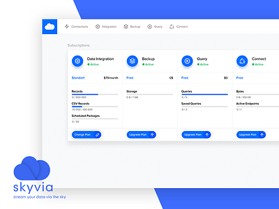 Skyvia - Dasboard Concept admin clean dashboard desktop pricing page redesign statistics tables ui ux