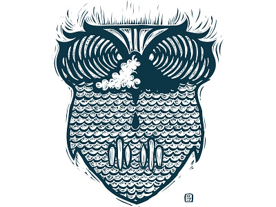 Owl Wave art bird doodle drawing illustration ocean owl personal surf vector waves