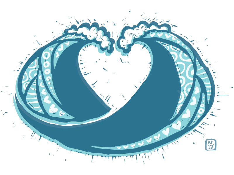 Wave Heart love heart ocean waves surf vector illustration drawing doodle personal art