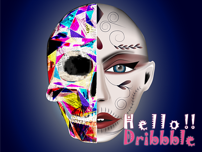 hello dribbble graphic design illustration skull tatoo