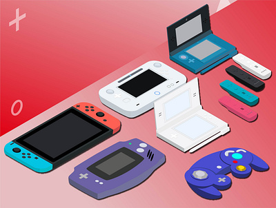 Game Consoles 3d game console graphic design illustration isometric nintendo