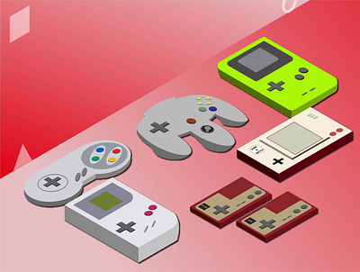 Nintendo Game Consoles 3d design game console graphic design illustration isometric nintendo
