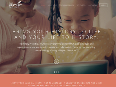 The History Project Landing Page web design website