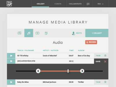 The History Project Dashboard UI Design