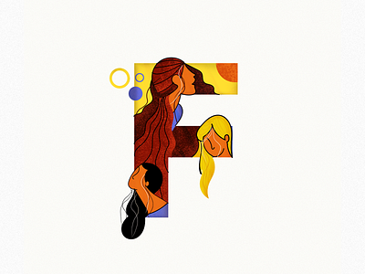 F 36daysoftype colorful dribbble free illustration lady wave