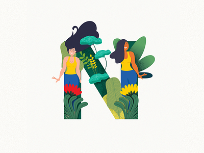 N 36daysoftype characterdesign colour flower humans illustration nature plants