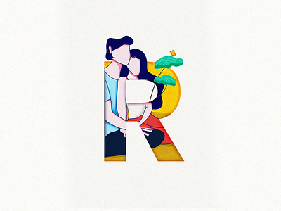 R 36daysoftype butterfly couple illustration im designs imagination love red retro revealed romance