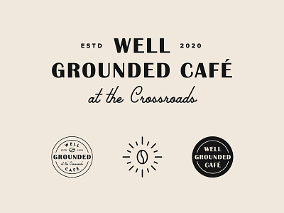 Logo System for Well Grounded Cafe badge branding cafe cafe logo circle coffee coffee bean coffee shop design icon illustration lines logo typography