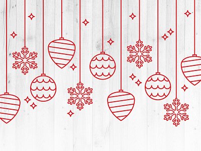 Merry Christmas! christmas holiday illustration mono ornaments red snow wood