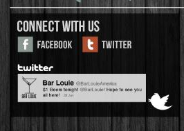 Social media content in a website design bar bird black connect facebook logo louie media social tweet twitter