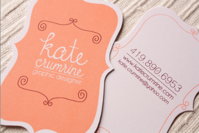Business Cards! business card coral custom type designer diecut email graphic designer logo name number ornate phone shape swirls typography website whimsical