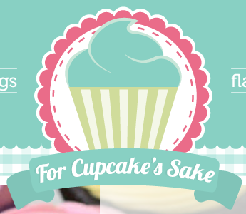 Redesigned logo for a website redesign cupcake dashed line dessert food icing illustration logo ribbon stroke swirl