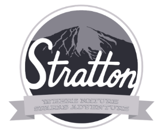 updated stratton logo circle custom script logo mountain purple ribbon stratton typography vermont