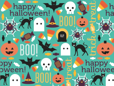 Halloween Pattern bat boo candy candy corn cat ghost glyphs grave halloween hat holiday illustration jack o lantern moon october pattern pumpkin r.i.p. skull spider tomb tombstone trick or treat web witch