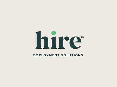 Hire or Higher? agency branding career circle design dot employment green higher hire job logo logotype name serif solutions staffing typography wordmark