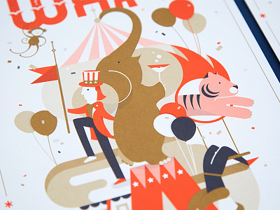 What. A. Circus. Fame Event Illustration animals circus elephant fame illustration invitation metallic ink ringleader tiger