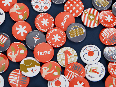 What. A. Circus. Fame Event Buttons beer blue brand buttons circus clown design fame fame retail patriotic red white