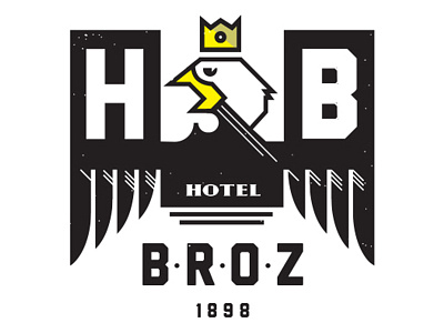 Hotel Broz Logo black brand mark crown design eagle graphic historic hotel legacy logo white