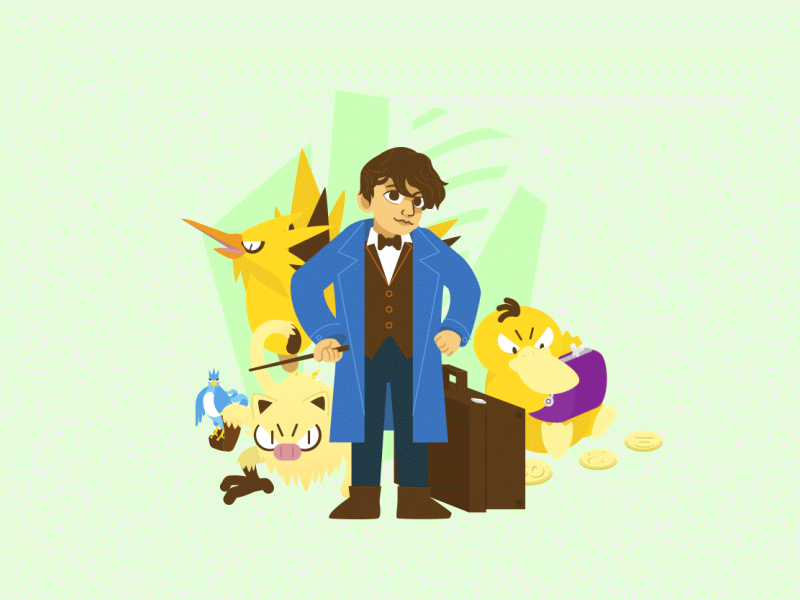 Fantastic Pokemons after effects character design fantastic beasts gif harry potter inspiration loop nintendo pokemon sun and moon