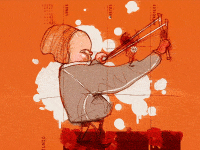 Slingshot Kid! doodle drawing glitch illustration kid orange