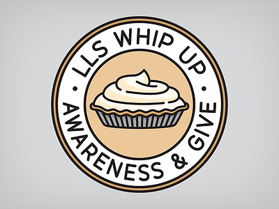 LLS Whip Up Awareness & Give badge branding cancer charity design flat food illustration logo monoline pie vector