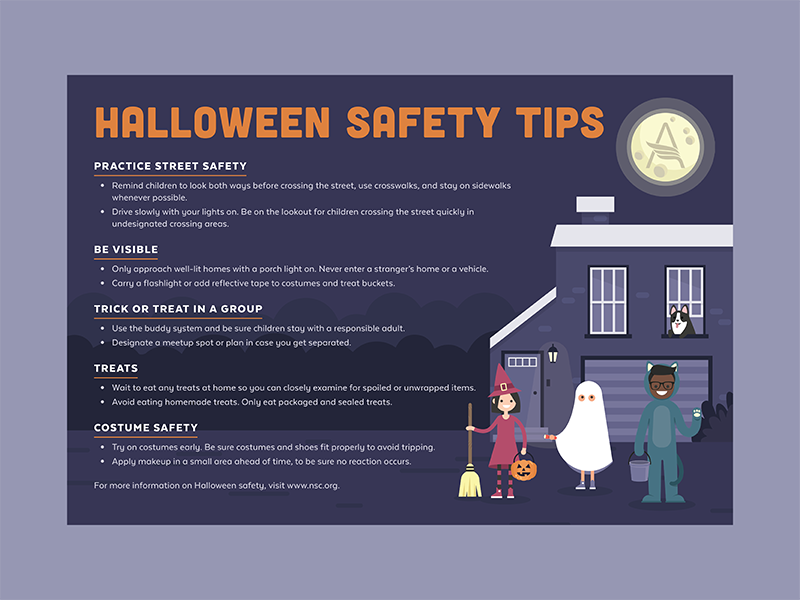 Halloween Safety Tips Postcard by Celia Felter on Dribbble