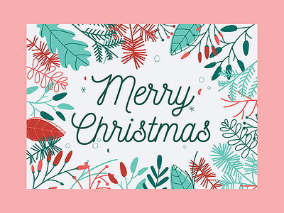 Christmas Card card christmas christmas card flat green greeting card illustration merry christmas red typography vector