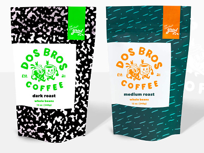 Dos Bros Coffee bags graphic design procreate product design
