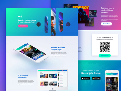 Landing Page Movistar Music brand homepage interaction landing layout music page ui ux visual design web website