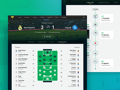 Web TVC sport modules football formations interaction layout match soccer sports timeline ui ux website
