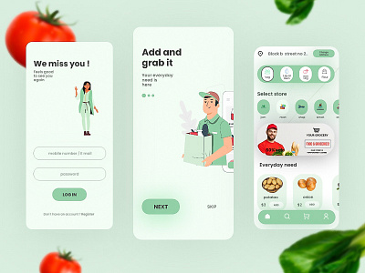 Grocery app design app branding design graphic design icon illustration typography ui ux