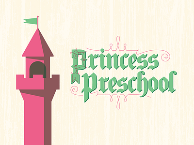Princess Preschool castle flourish illustration logo princess probono type