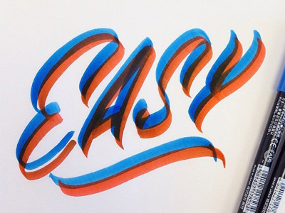 Easy brush pen brushpen capitals casual color hand handlettering lettering script type typography
