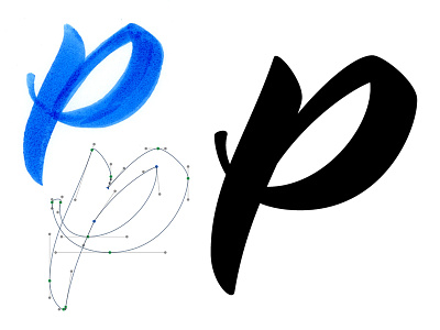 P Is For Process bezier brush lettering pen script type typography vector