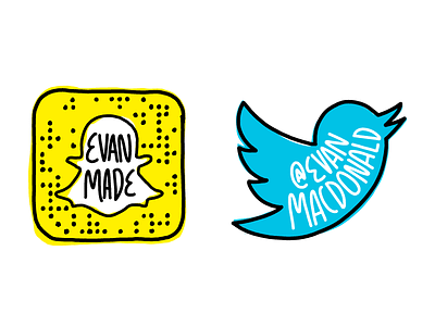 Social Media Icons draw drawing icons marker sketchy snapchat social media twitter
