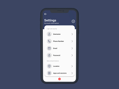 Settings page