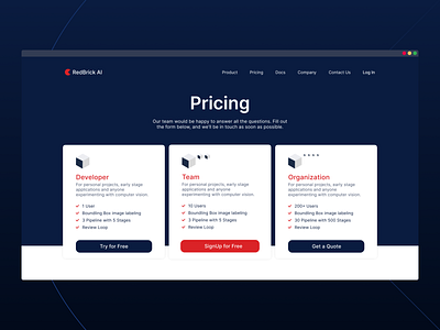 Pricing Web Page Redesign