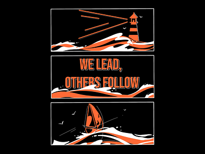 sailors, lighthouse t shirt boat branding design graphic design illustration lighthouse logo nautical ocean sailors typography vector water waves