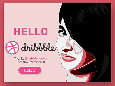 Hello Dribbble design dribbble first graphic illustrator invitation photoshop sort thank you